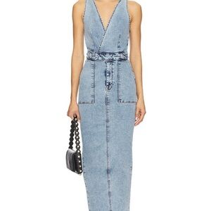 Good American Light Blue Denim Maxi Dress